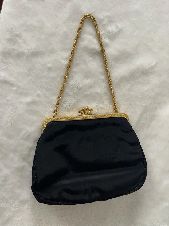 Amazing vintage embroidered tapestry purse, mini gold chain - Picture 5 of 13